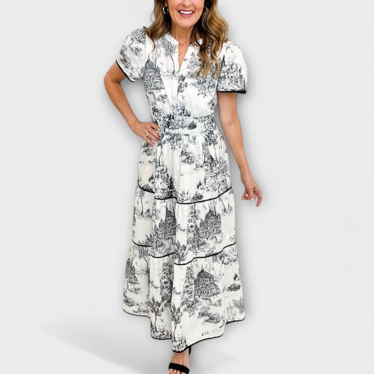 Eliza - Vestido maxi con motivo clásico