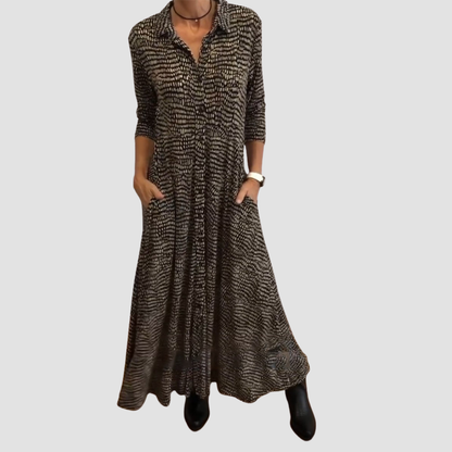 Julia™ | Vestido maxi de camisa fluido