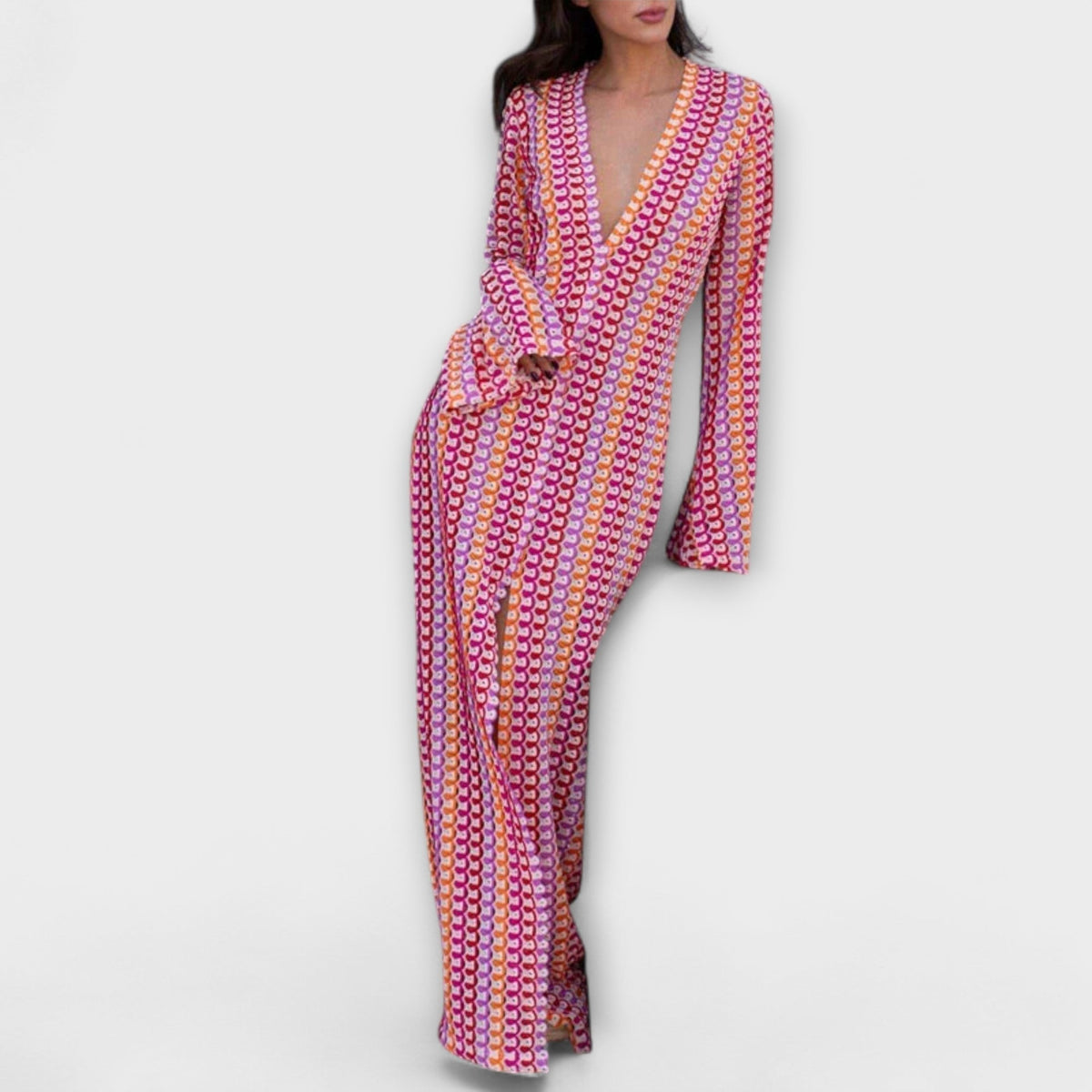 Elina – Vestido maxi con escote en V y estilo veraniego