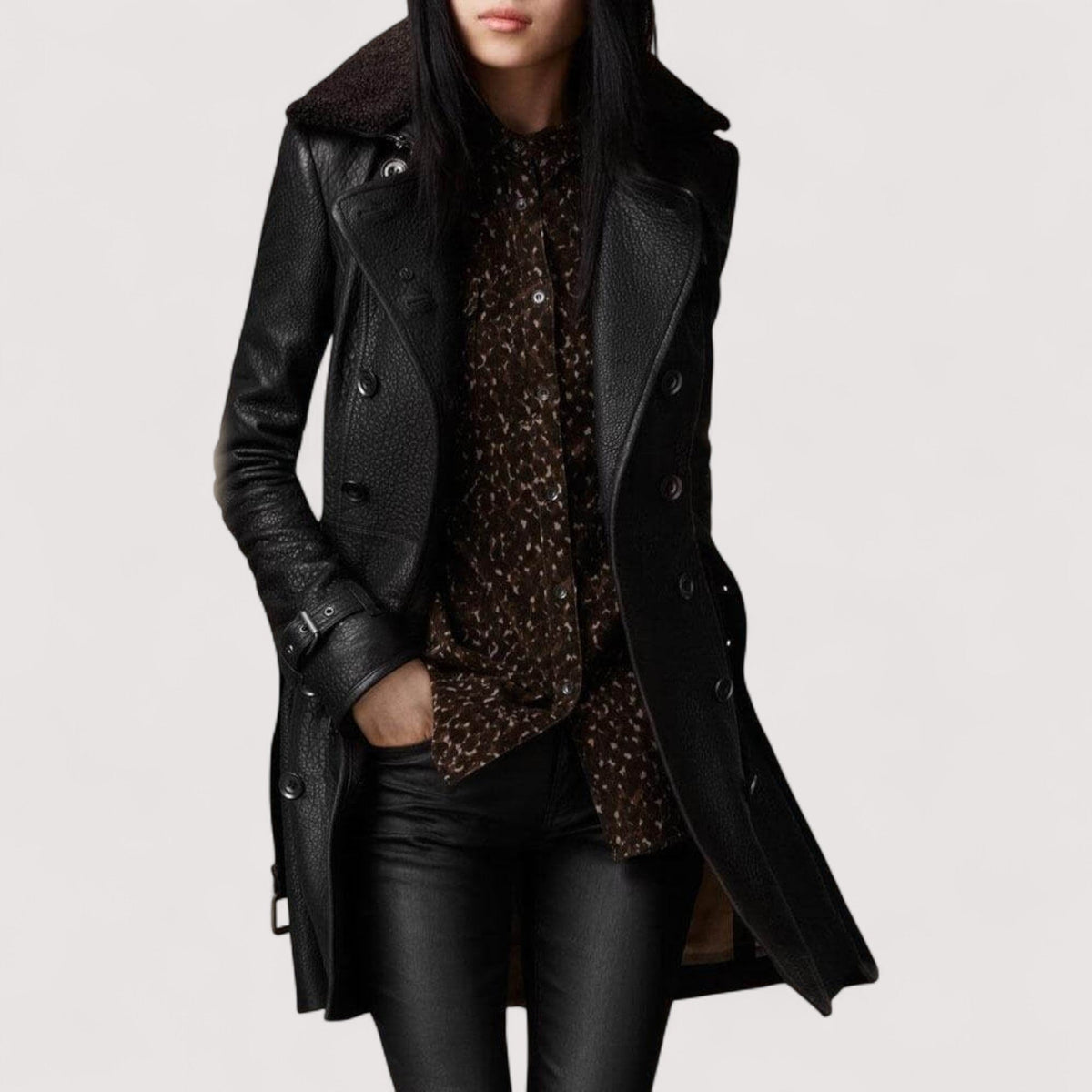 Valentina™ | Elegante chaqueta de cuero de longitud 3/4