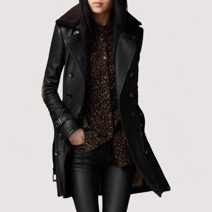 Valentina™ | Elegante chaqueta de cuero de longitud 3/4