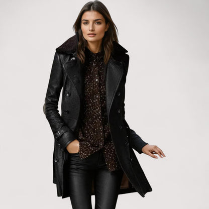Valentina™ | Elegante chaqueta de cuero de longitud 3/4