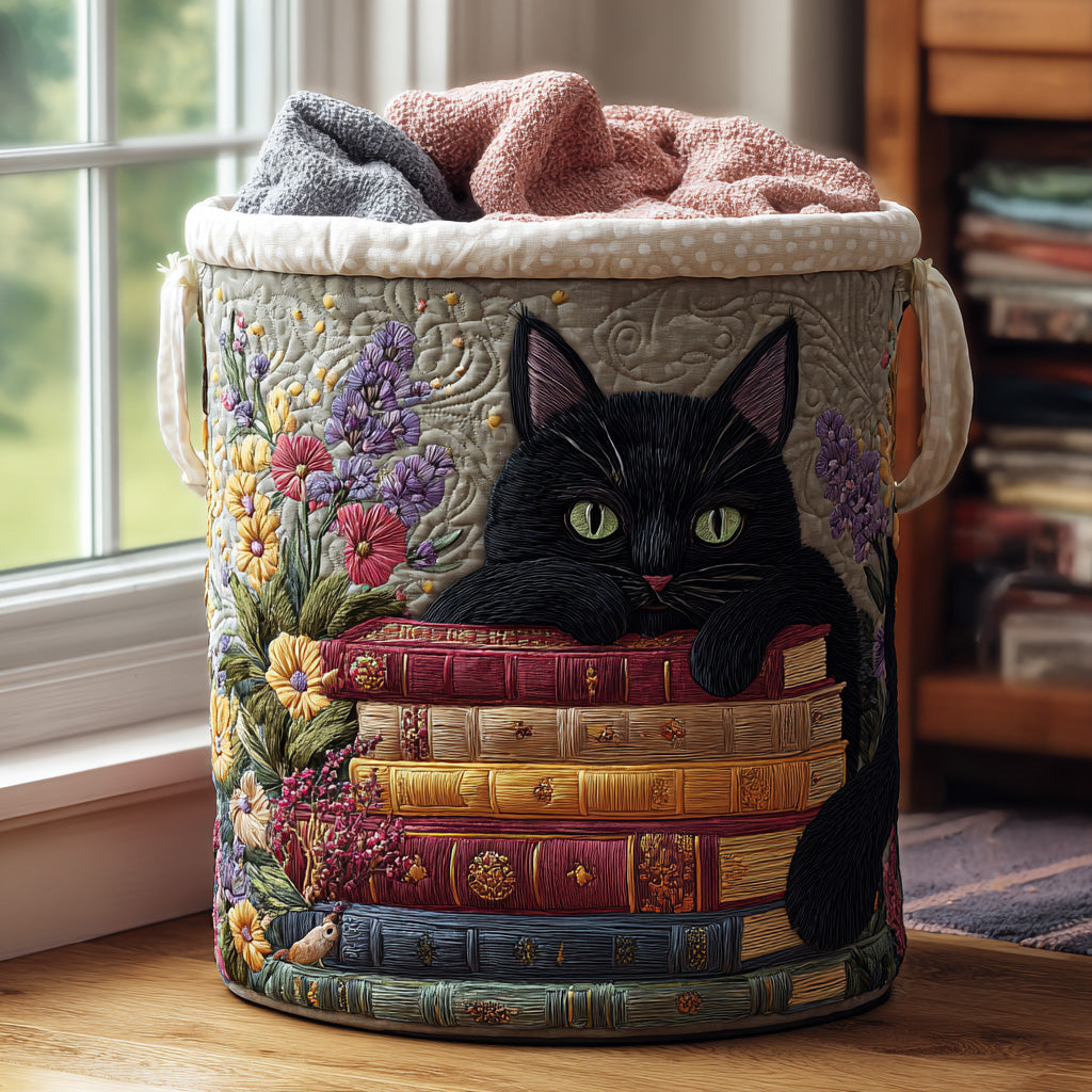 Gato Curioso | Cesta de Almacenaje Acolchada