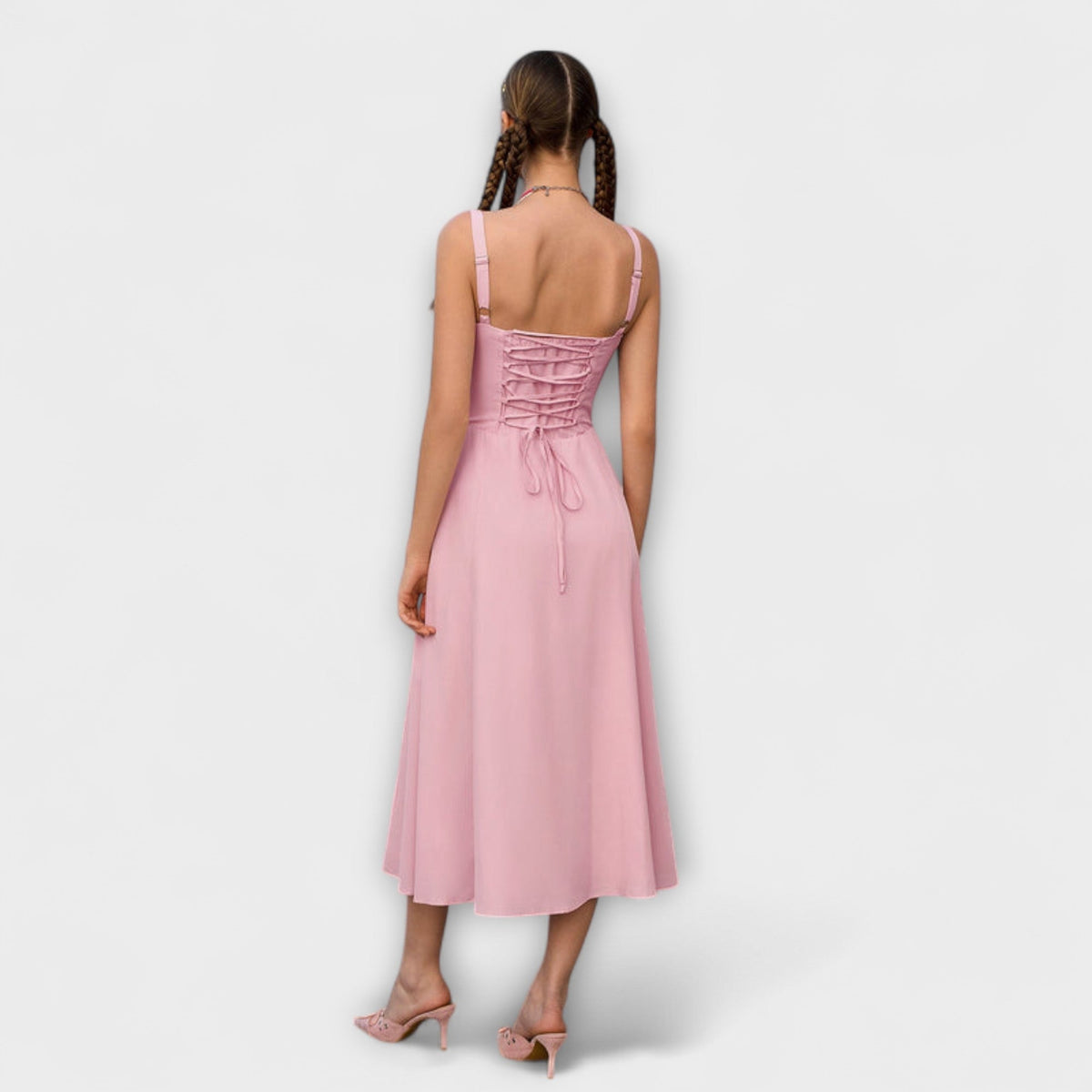 Nadežda - Top de vestido rosa con detalle de abertura