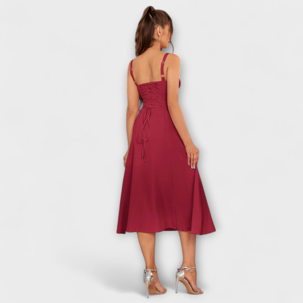 Nadežda - Top de vestido rosa con detalle de abertura