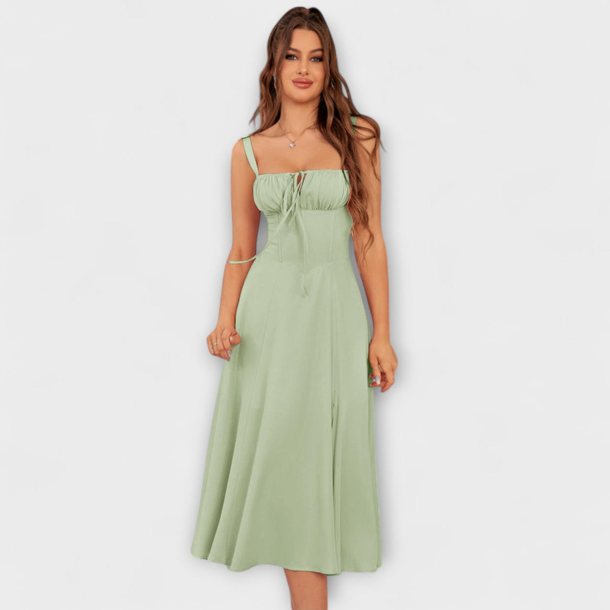 Nadežda - Top de vestido rosa con detalle de abertura