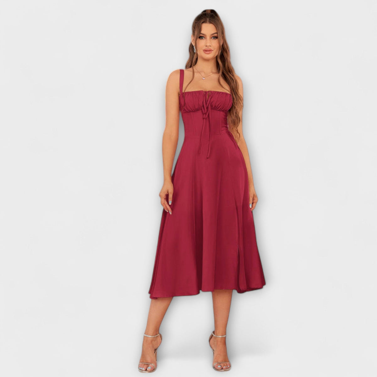 Nadežda - Top de vestido rosa con detalle de abertura