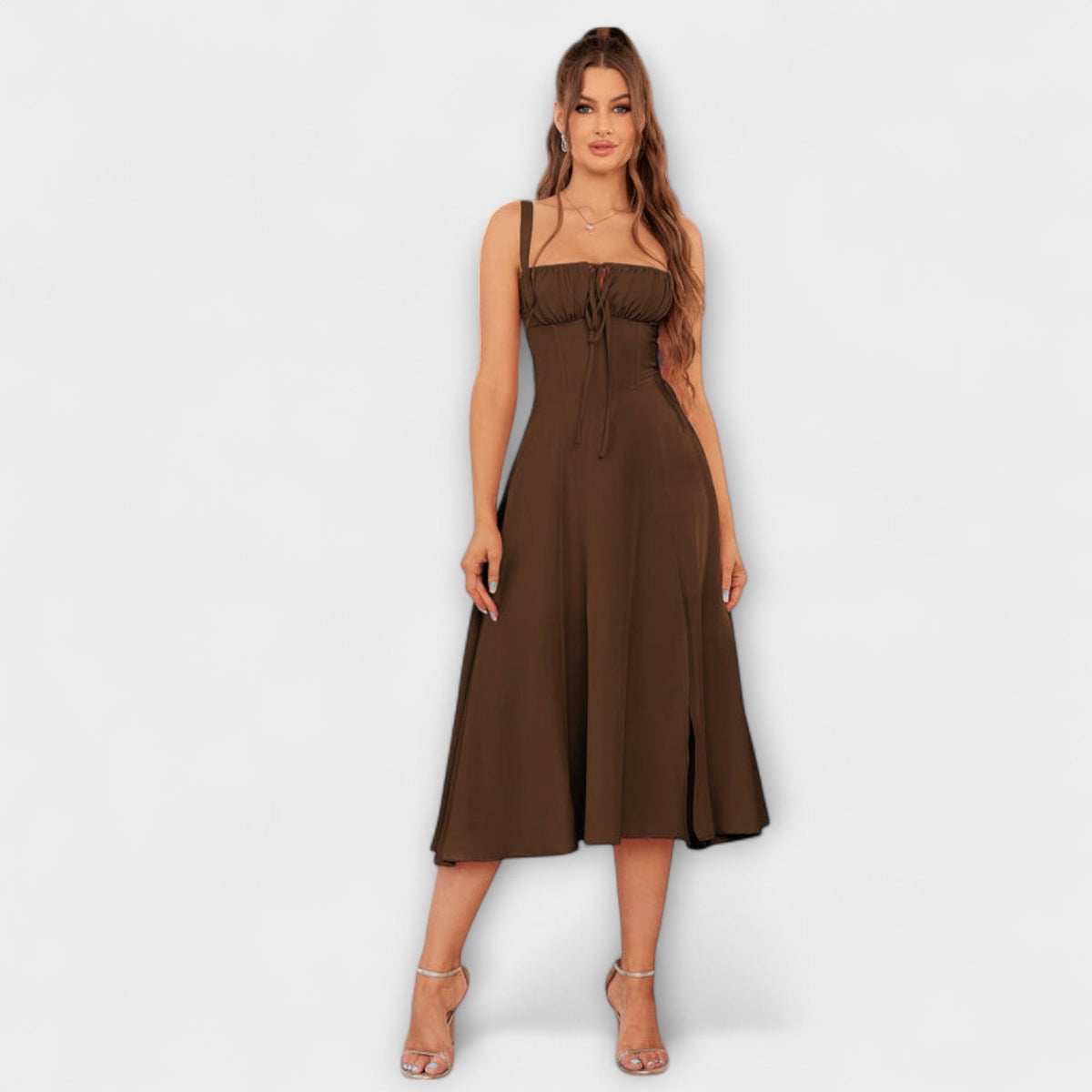 Nadežda - Top de vestido rosa con detalle de abertura