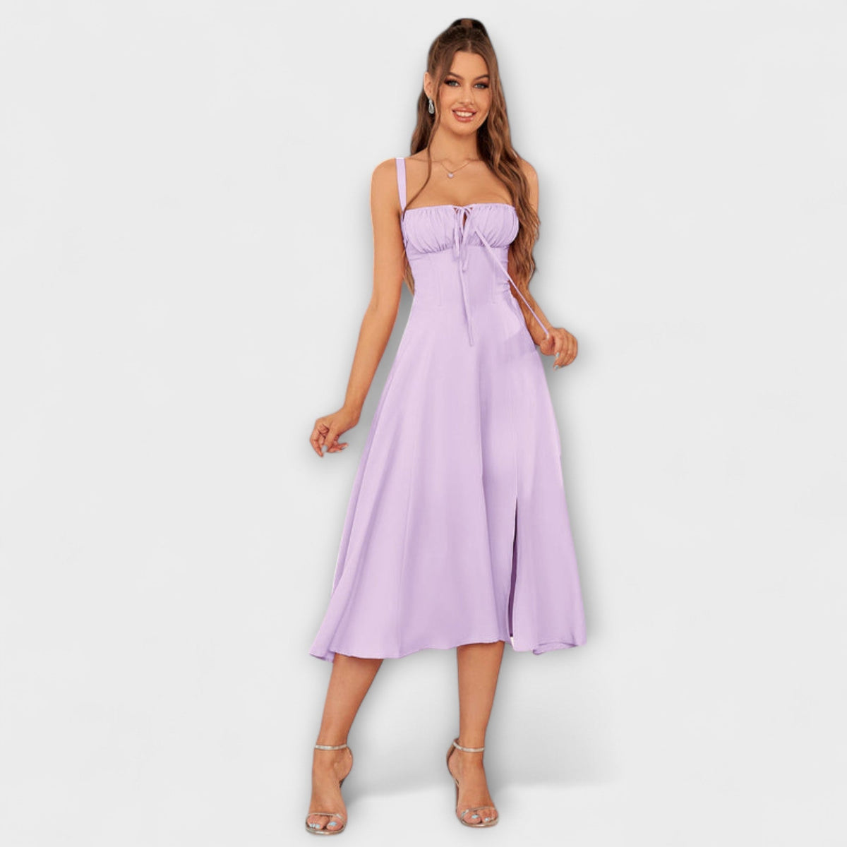 Nadežda - Top de vestido rosa con detalle de abertura