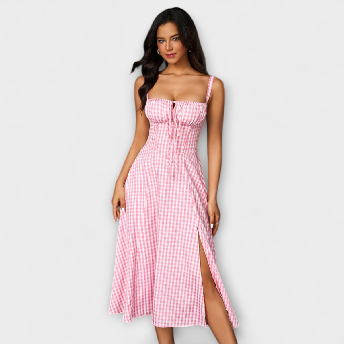 Nadežda - Top de vestido rosa con detalle de abertura