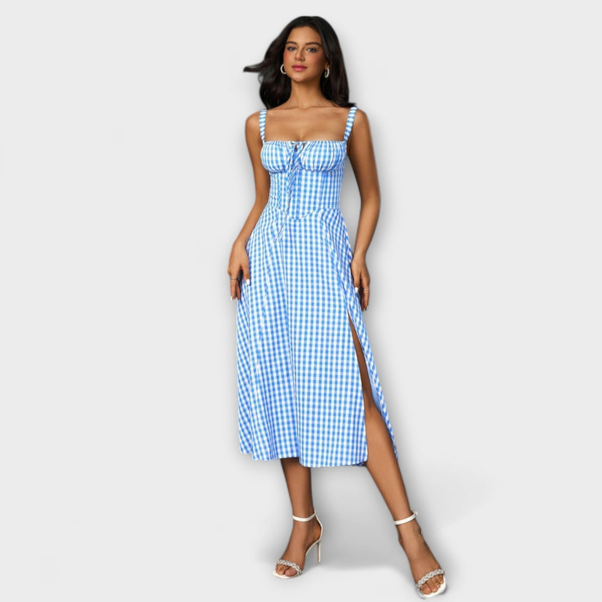 Nadežda - Top de vestido rosa con detalle de abertura