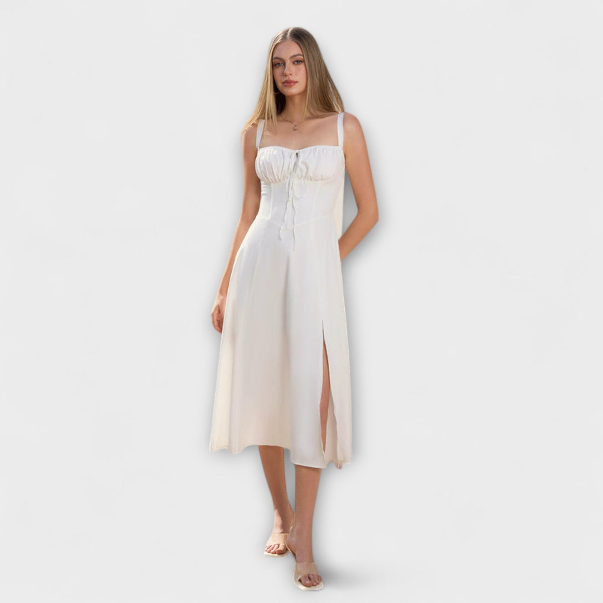 Nadežda - Top de vestido rosa con detalle de abertura