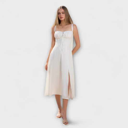 Nadežda - Top de vestido rosa con detalle de abertura