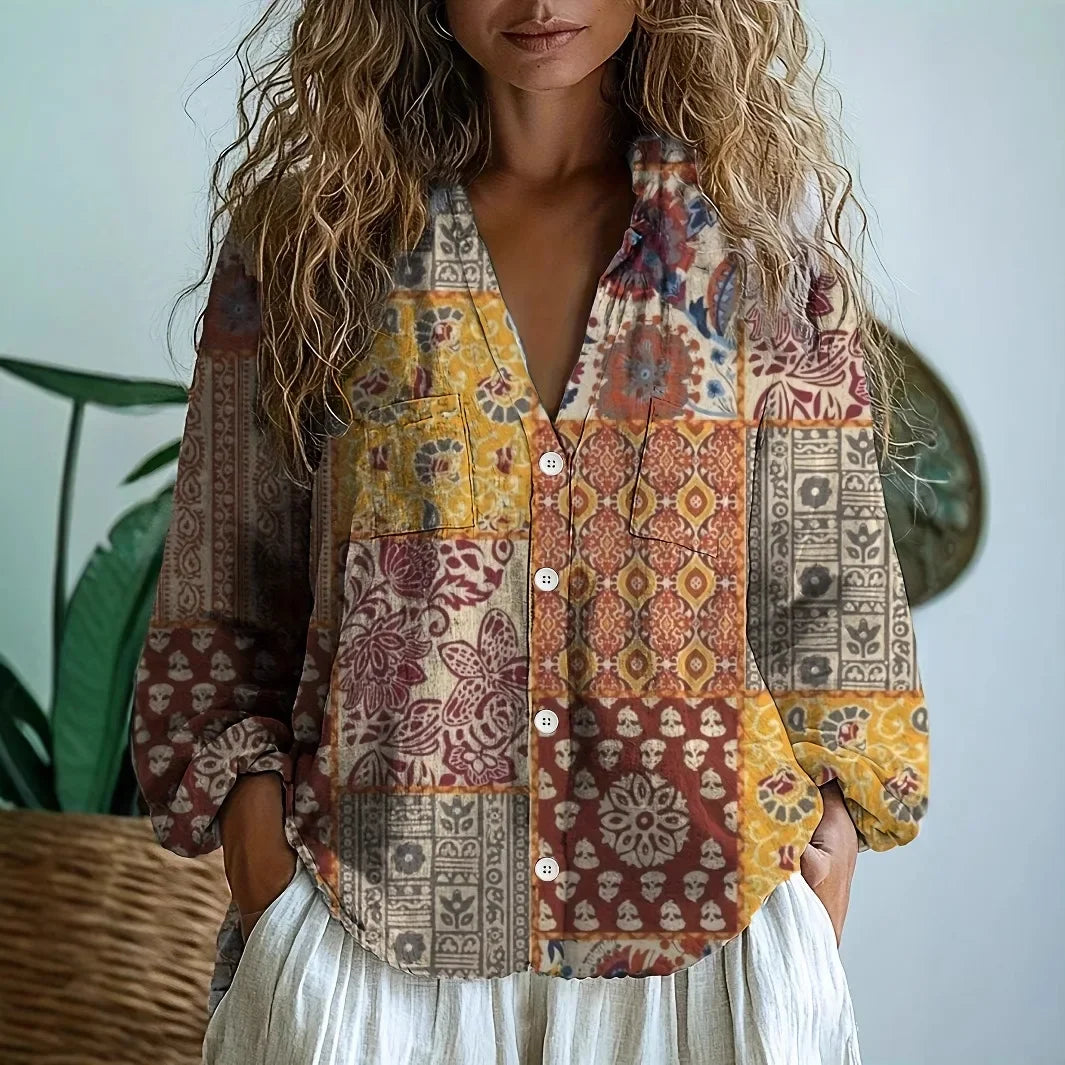 Sofía – Blusa casual con motivo natural