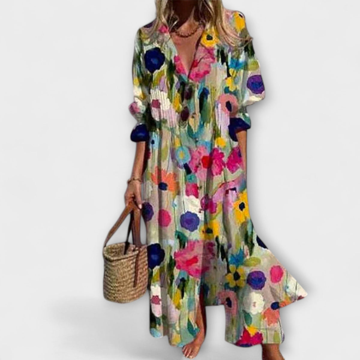 Lila - Vestido Maxi Lichotivé con Cobertura para el Vientre