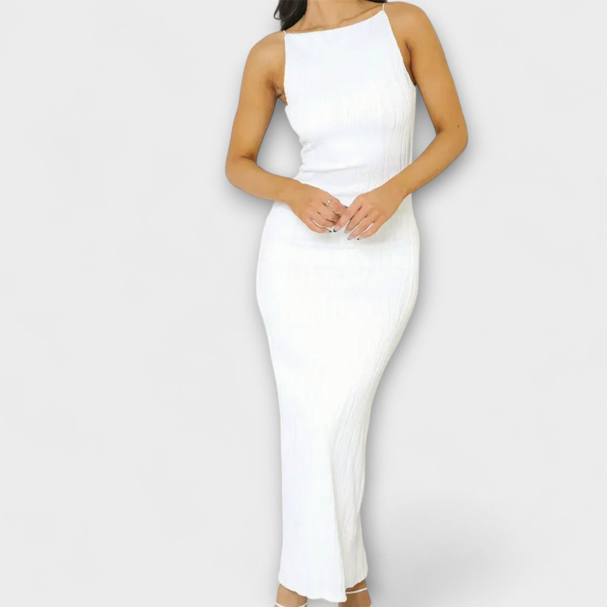 Vestidos maxi sin mangas elegantes con volantes