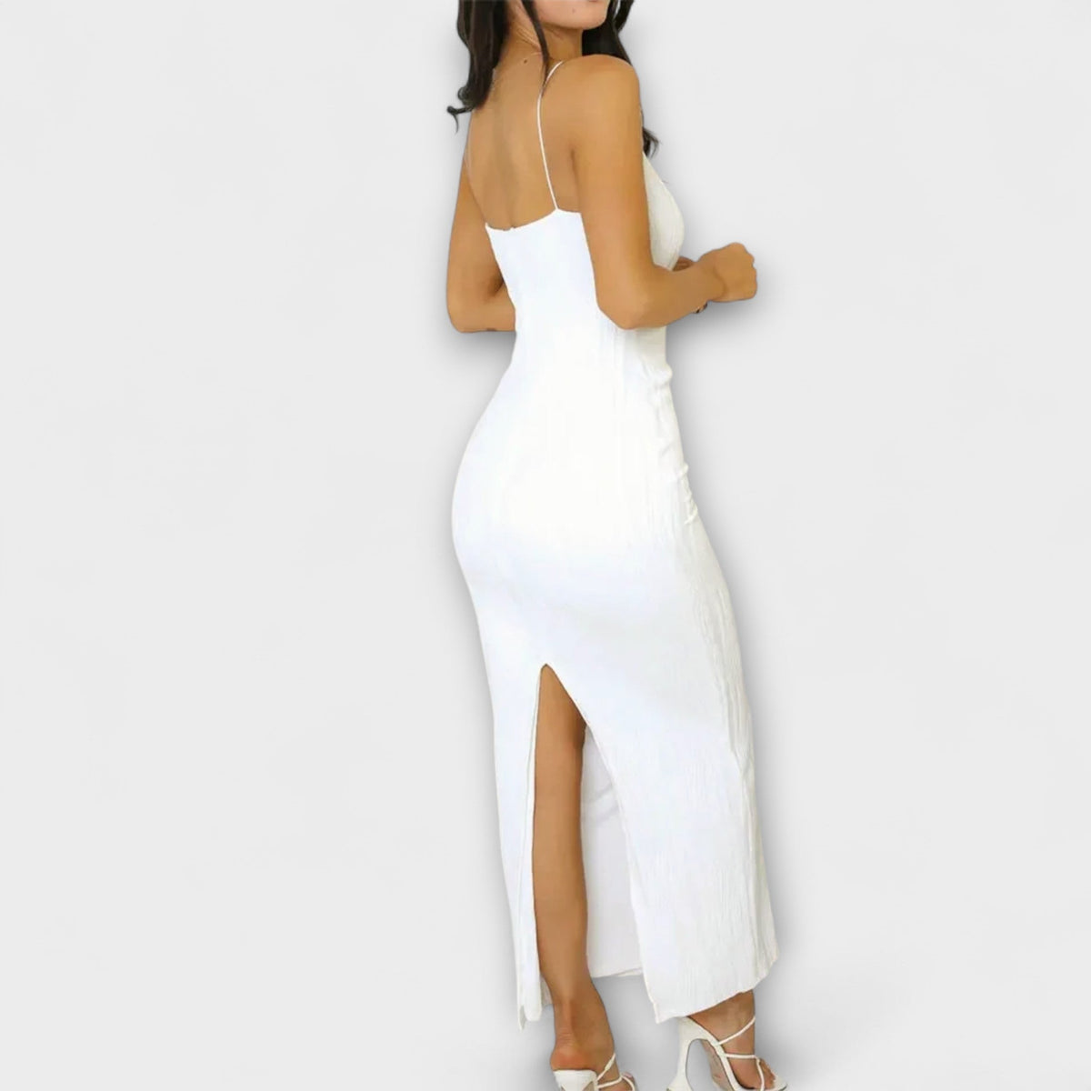 Vestidos maxi sin mangas elegantes con volantes