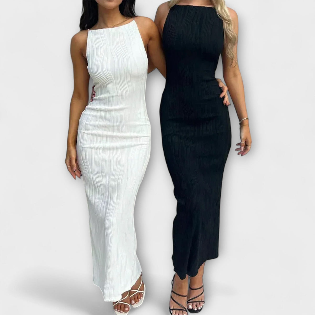 Vestidos maxi sin mangas elegantes con volantes