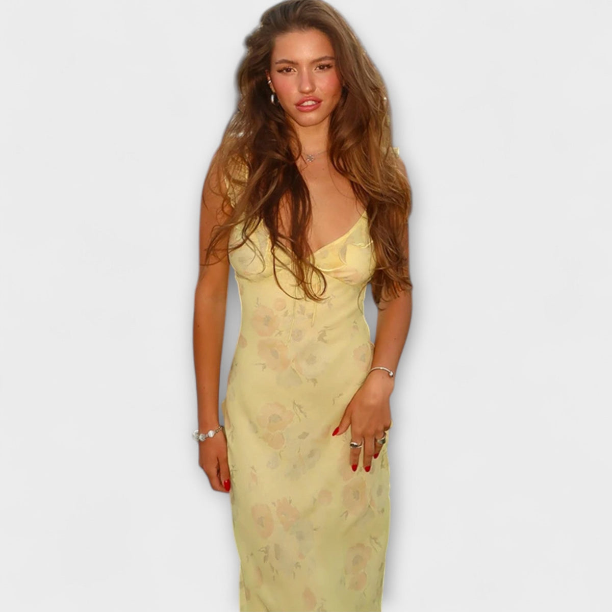 Ropa Maxi con Motivo Floral Criptográfico