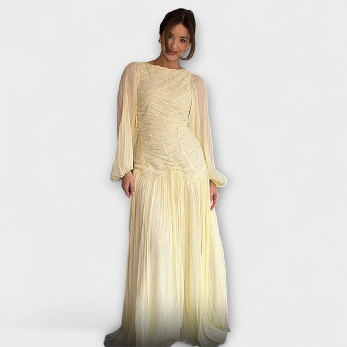 Túnica elegante plisada de manga larga
