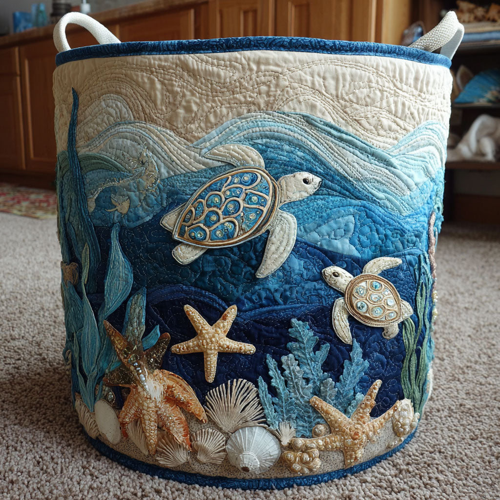 Tortuga Oceánica | Cesta de Almacenaje Acolchada
