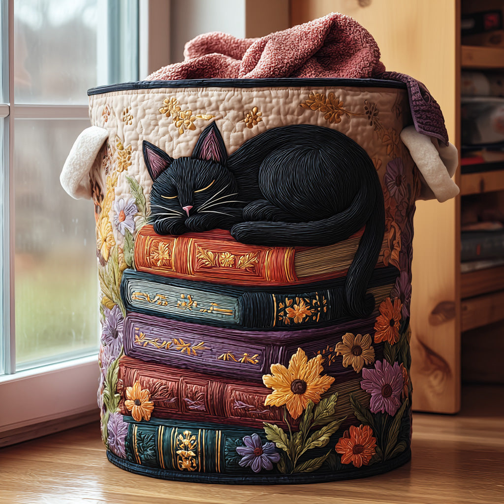 Gato Curioso | Cesta de Almacenaje Acolchada