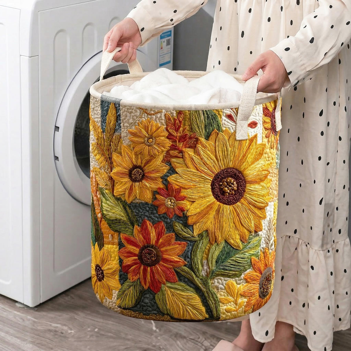 Sueño de Girasol | Cesta de Almacenaje Acolchada