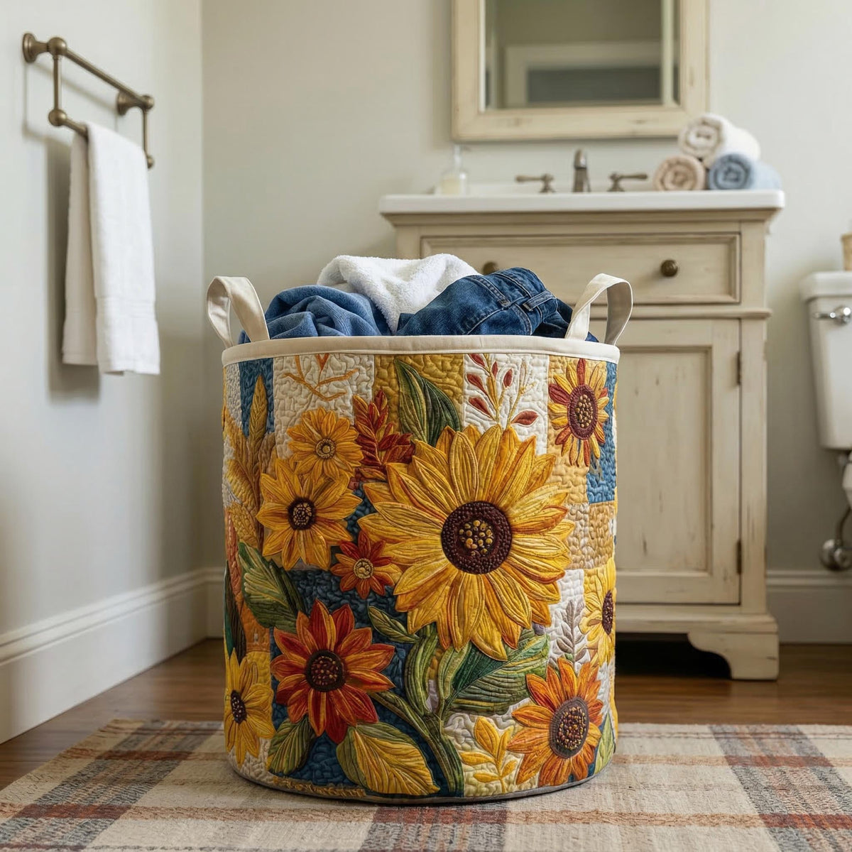Sueño de Girasol | Cesta de Almacenaje Acolchada