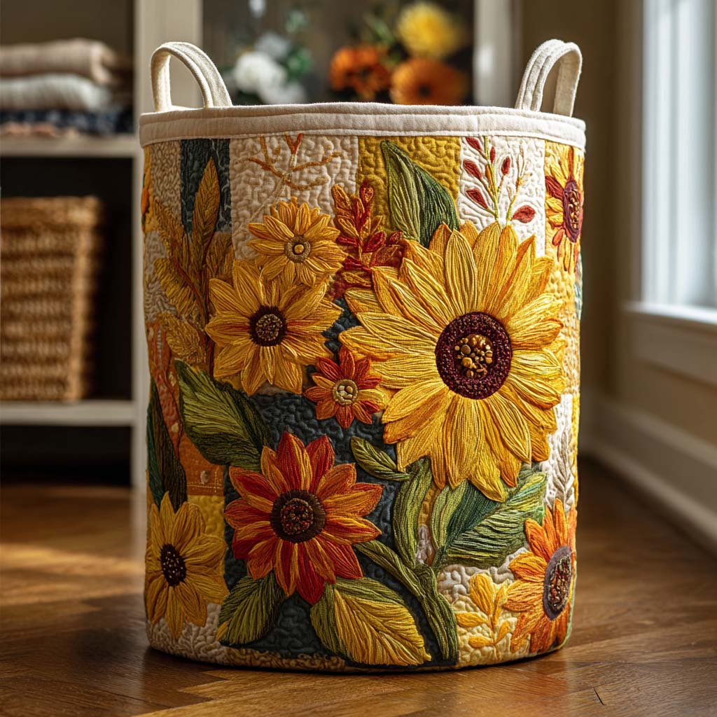 Sueño de Girasol | Cesta de Almacenaje Acolchada