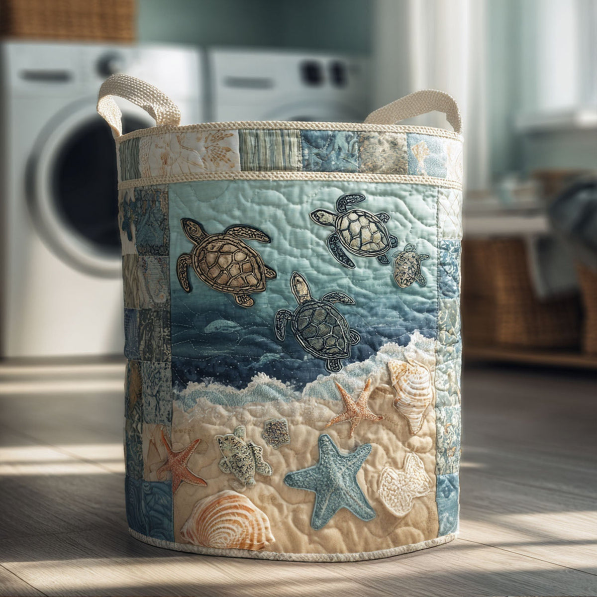 Tortuga Oceánica | Cesta de Almacenaje Acolchada