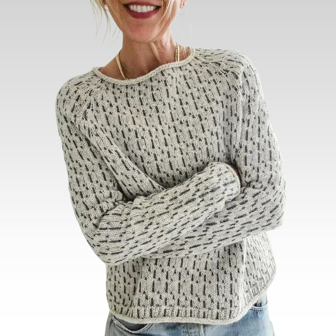 Victoria | Suéter gris elegante con escote en "U"