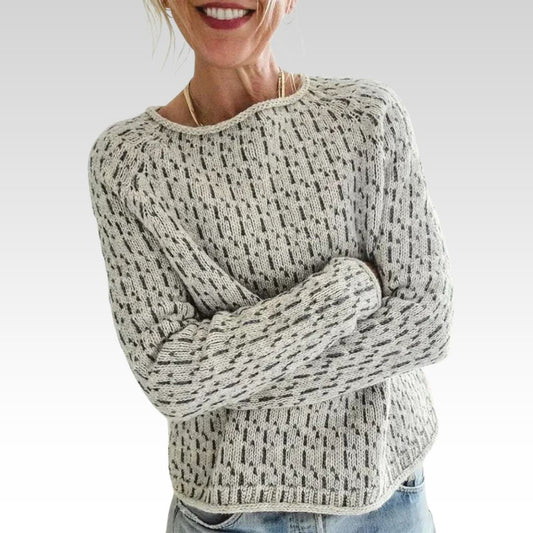 Victoria | Suéter gris elegante con escote en "U"