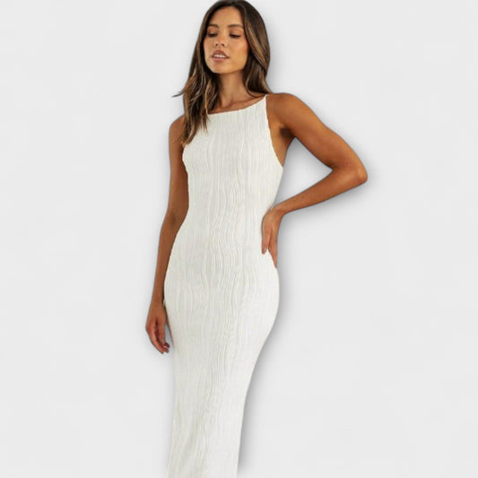 Vestidos maxi sin mangas elegantes con volantes