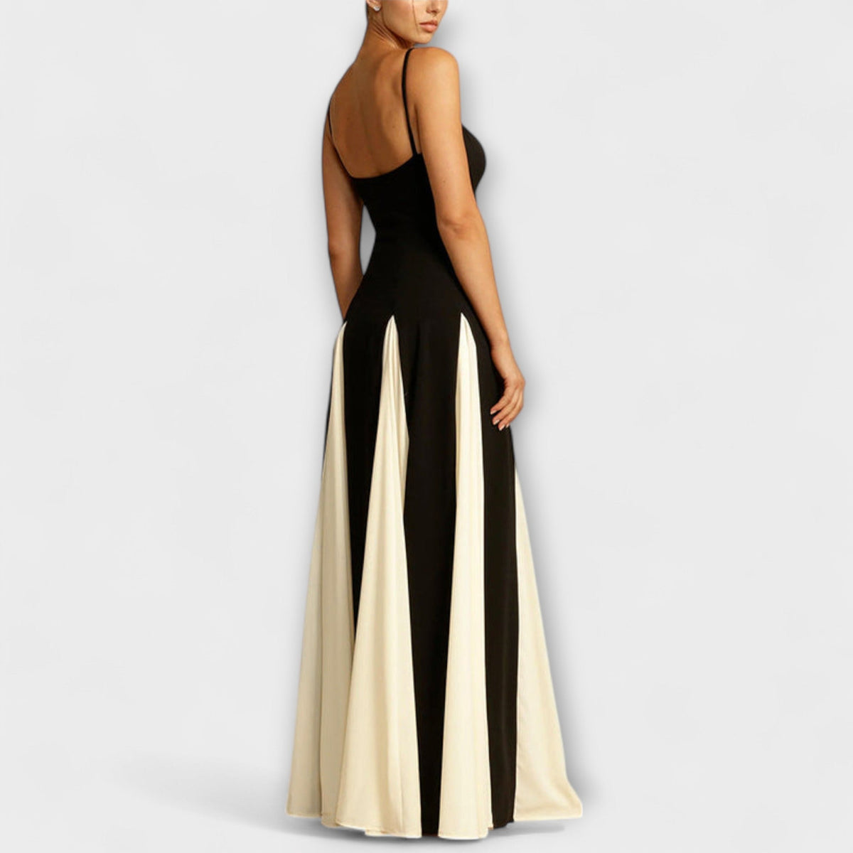 Ember - Vestido maxi A-line clásico con paneles de tul