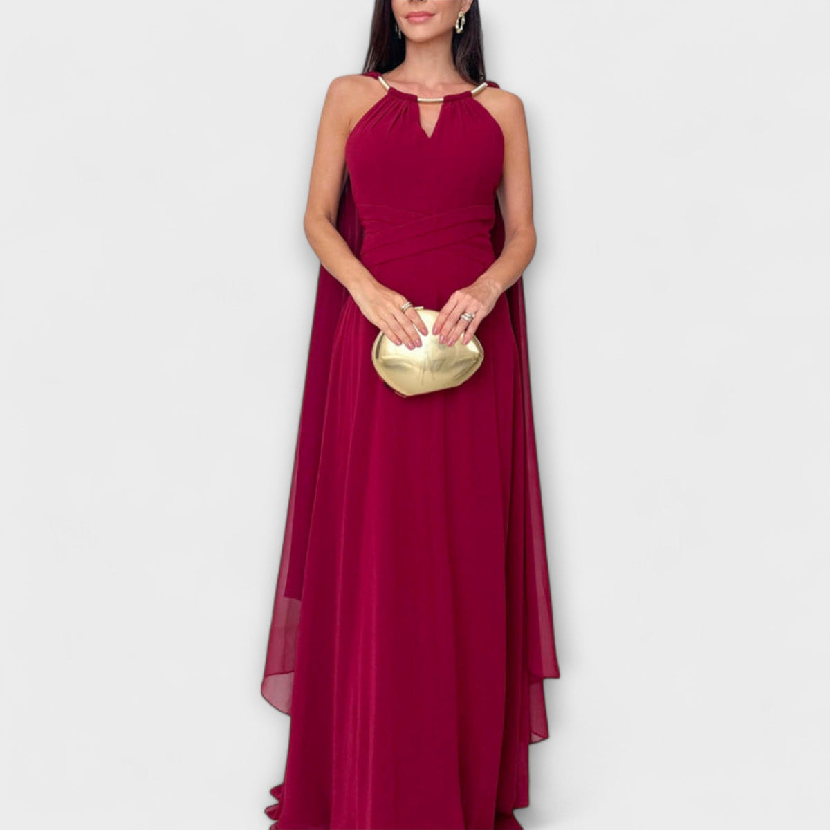 Mabel - Vestidos maxi elegantes con abrigo y abertura alta