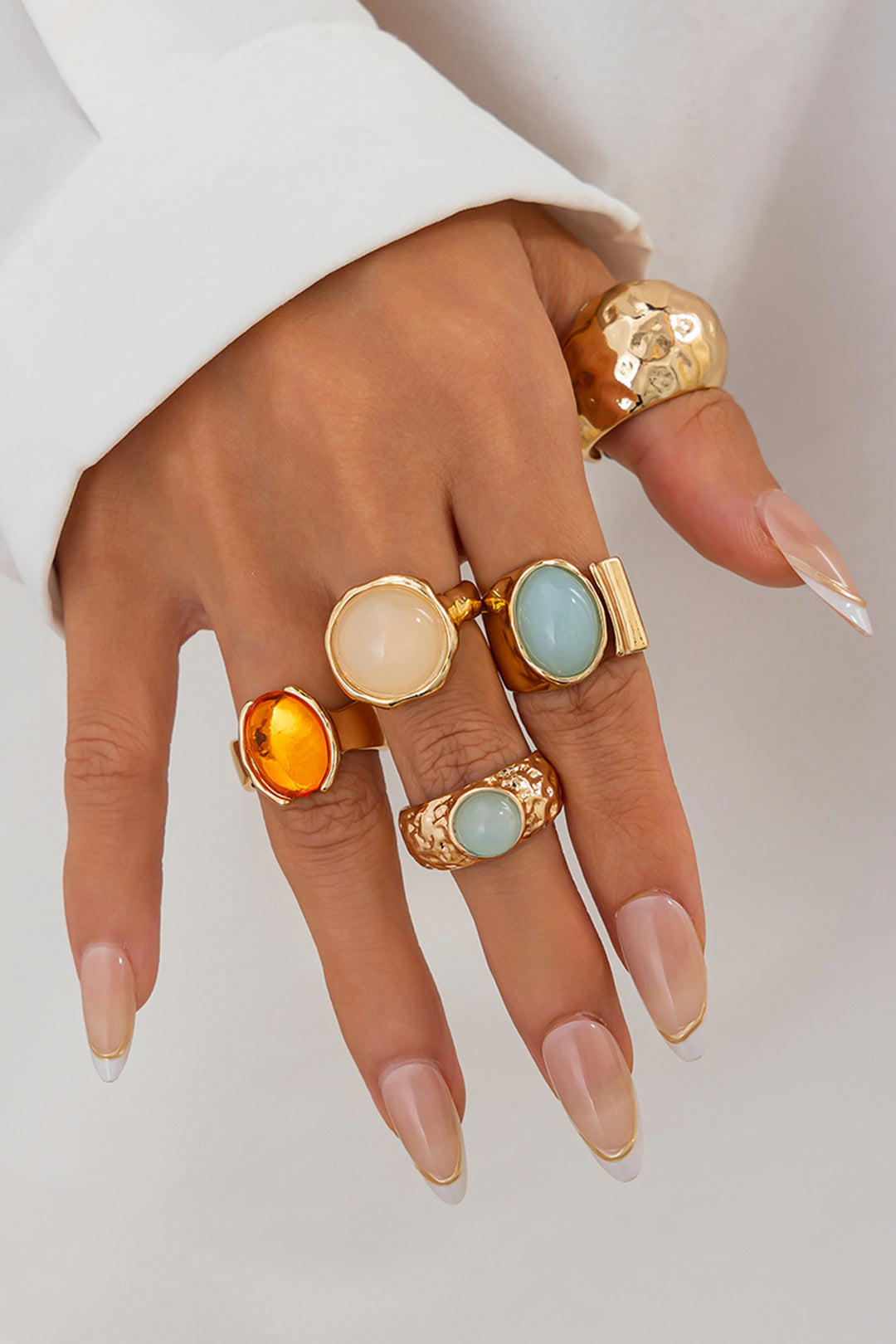 Conjunto de Anillos Abiertos con Rhinestones