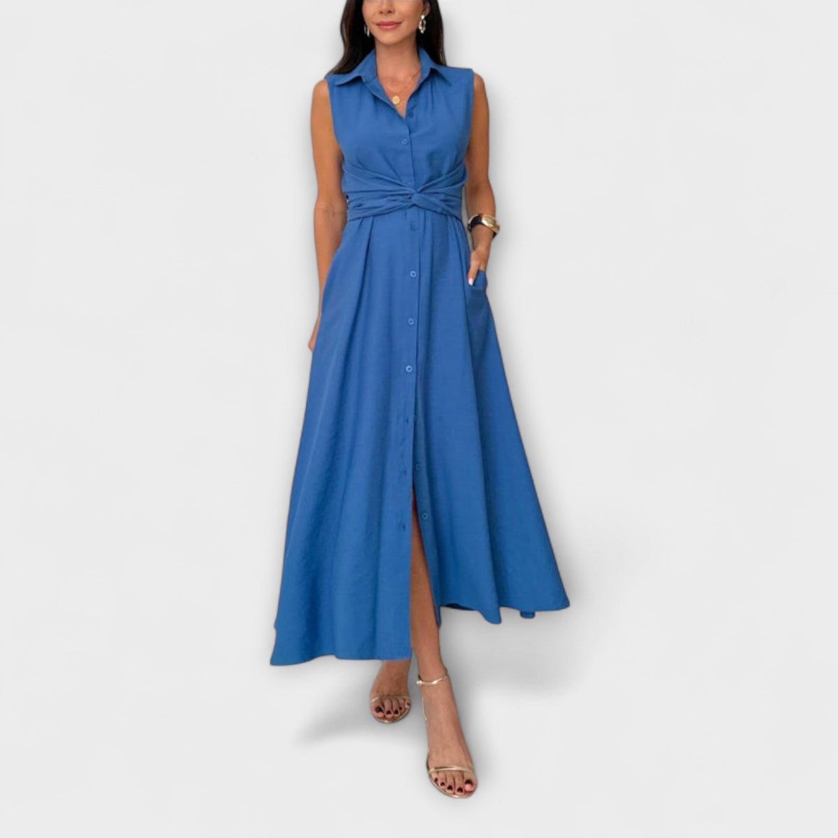 Mira - Impresionantes vestidos midi con cierre uniforme y detalle de nudo