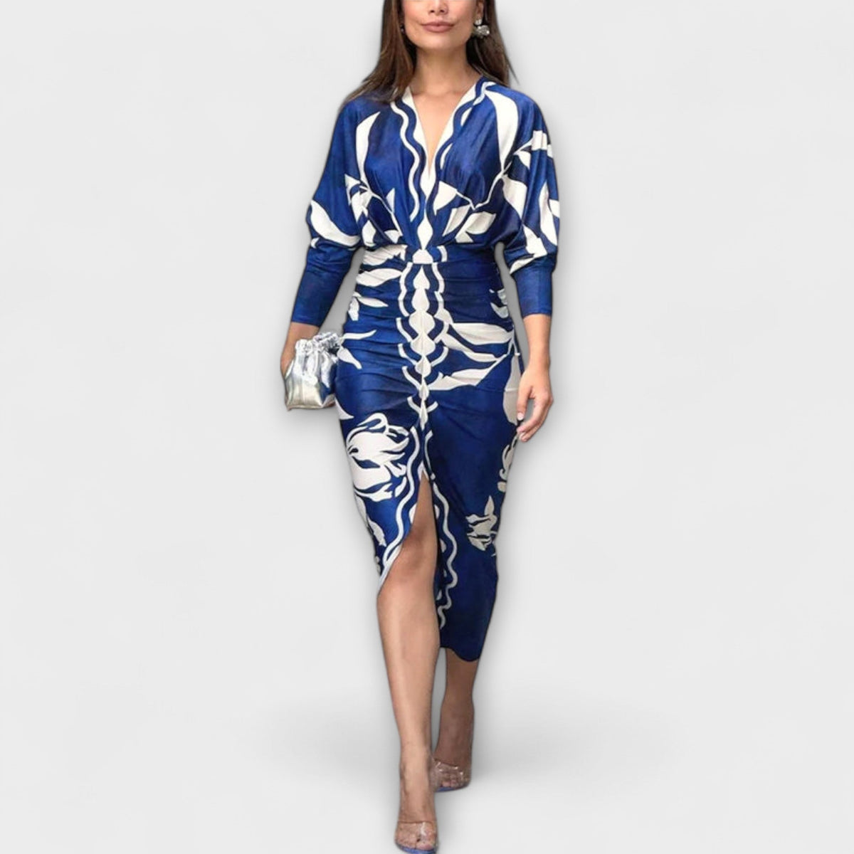 Cleo - Vestidos midi únicos con mangas dolman y motivo brasileño