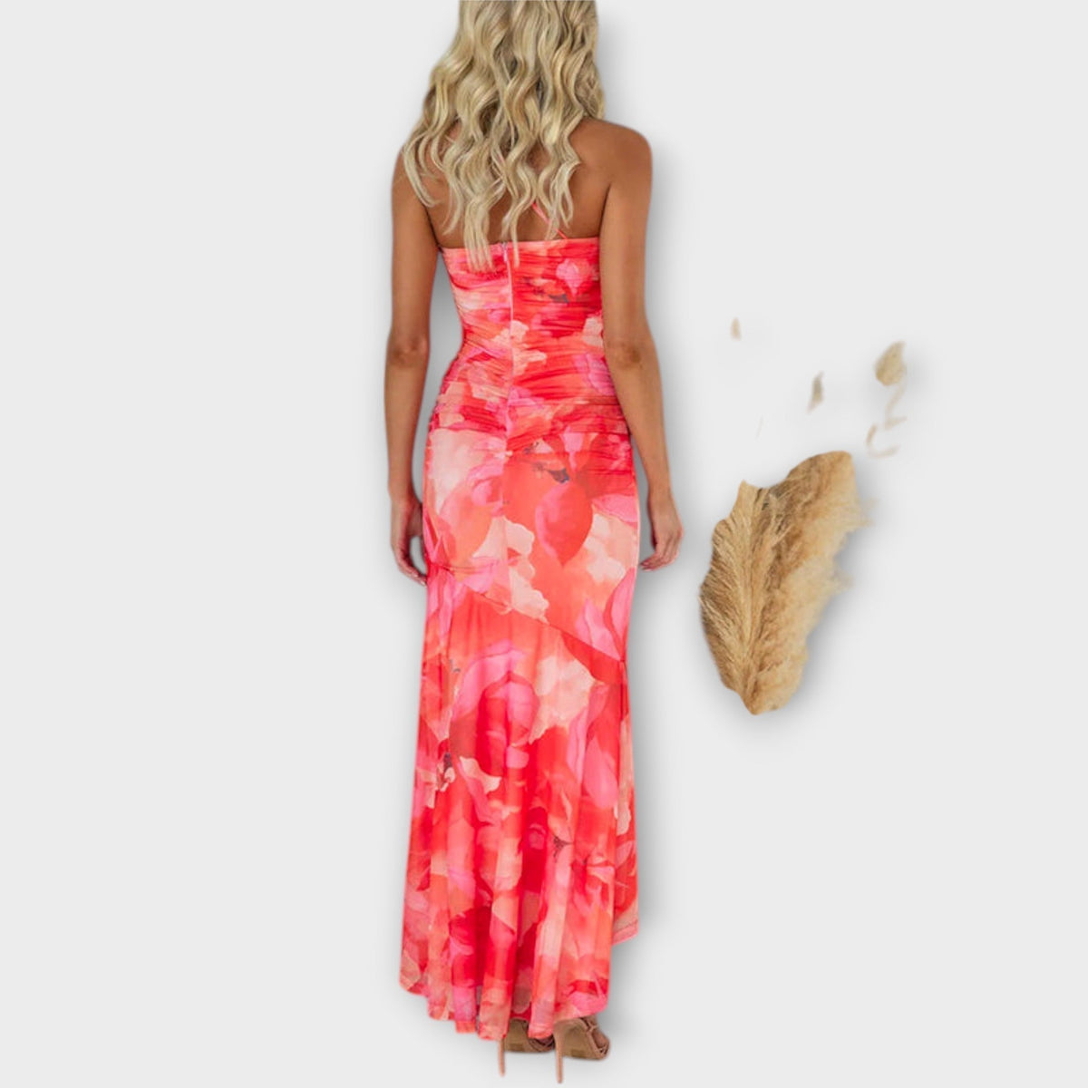 Pia - Vestido maxi con fruncidos asimétricos