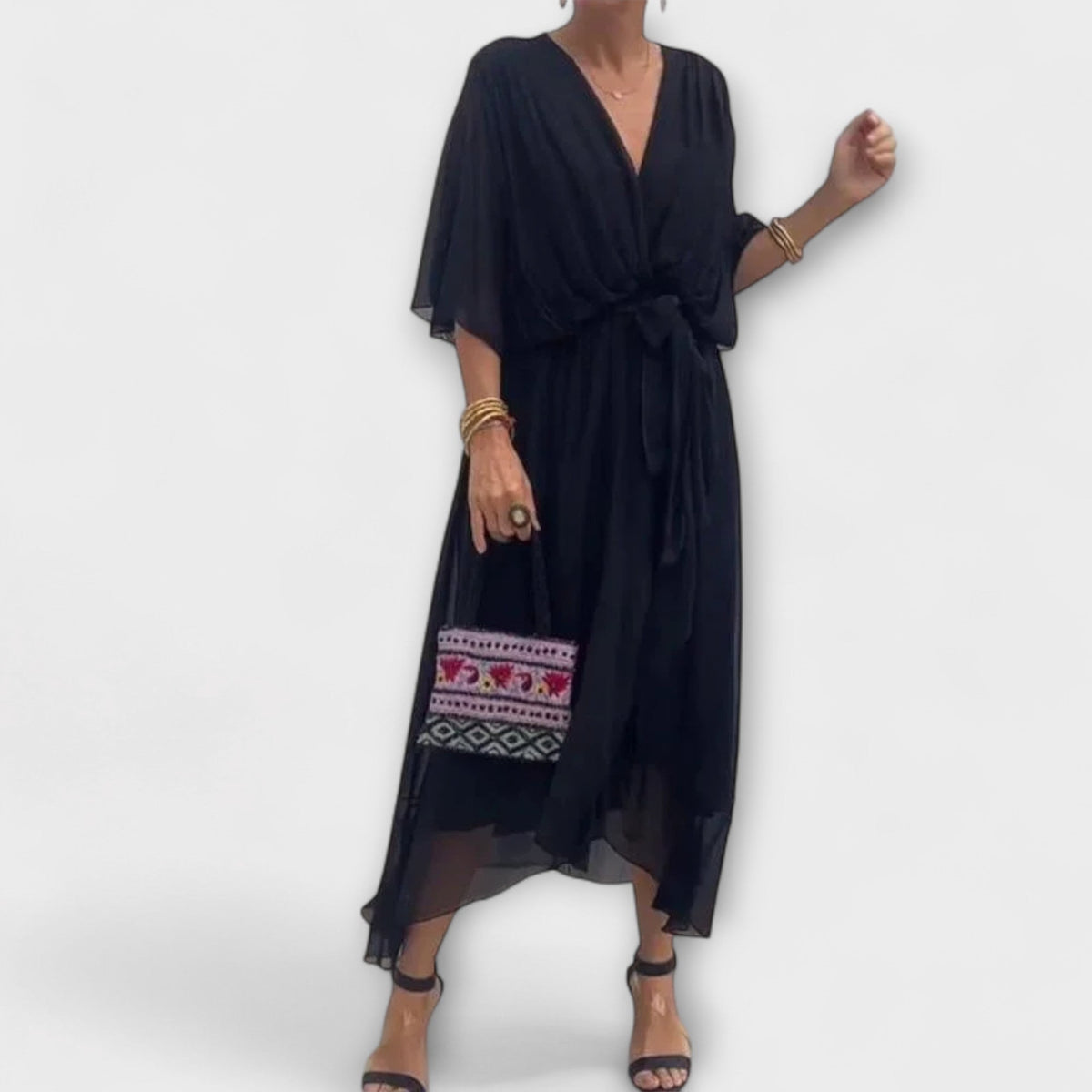 Amoura - Vestidos de chiffon con escote en V
