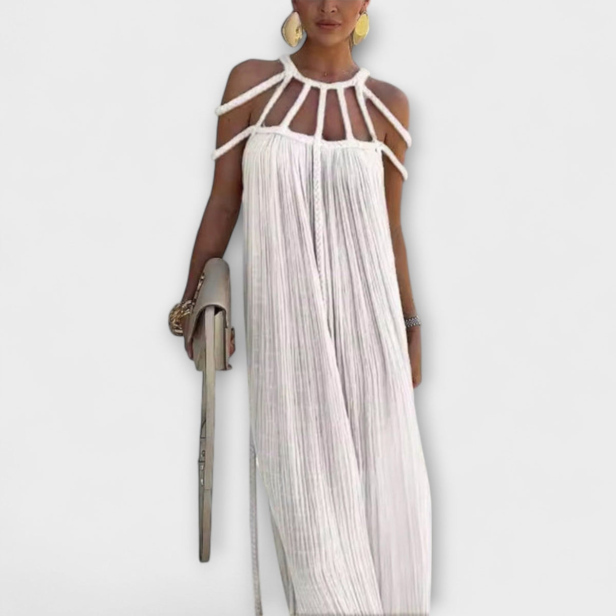 Briar - Vestido Maxi Chic en Mezcla de Lino con Tirantes Draped