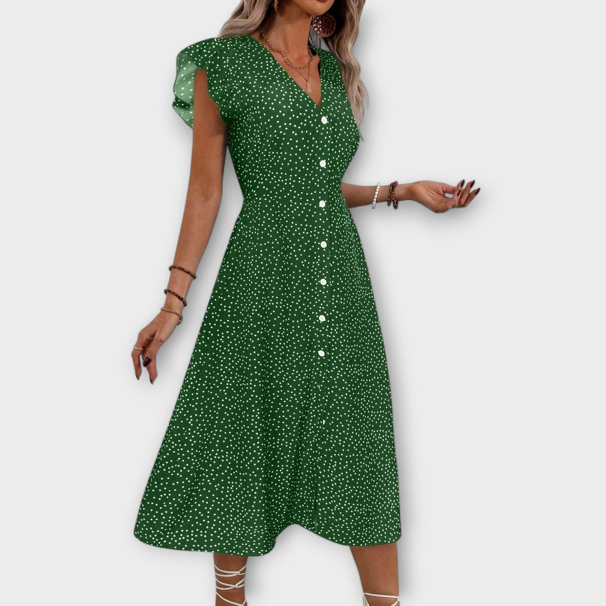 Vestido Midi Elegante de Lunares