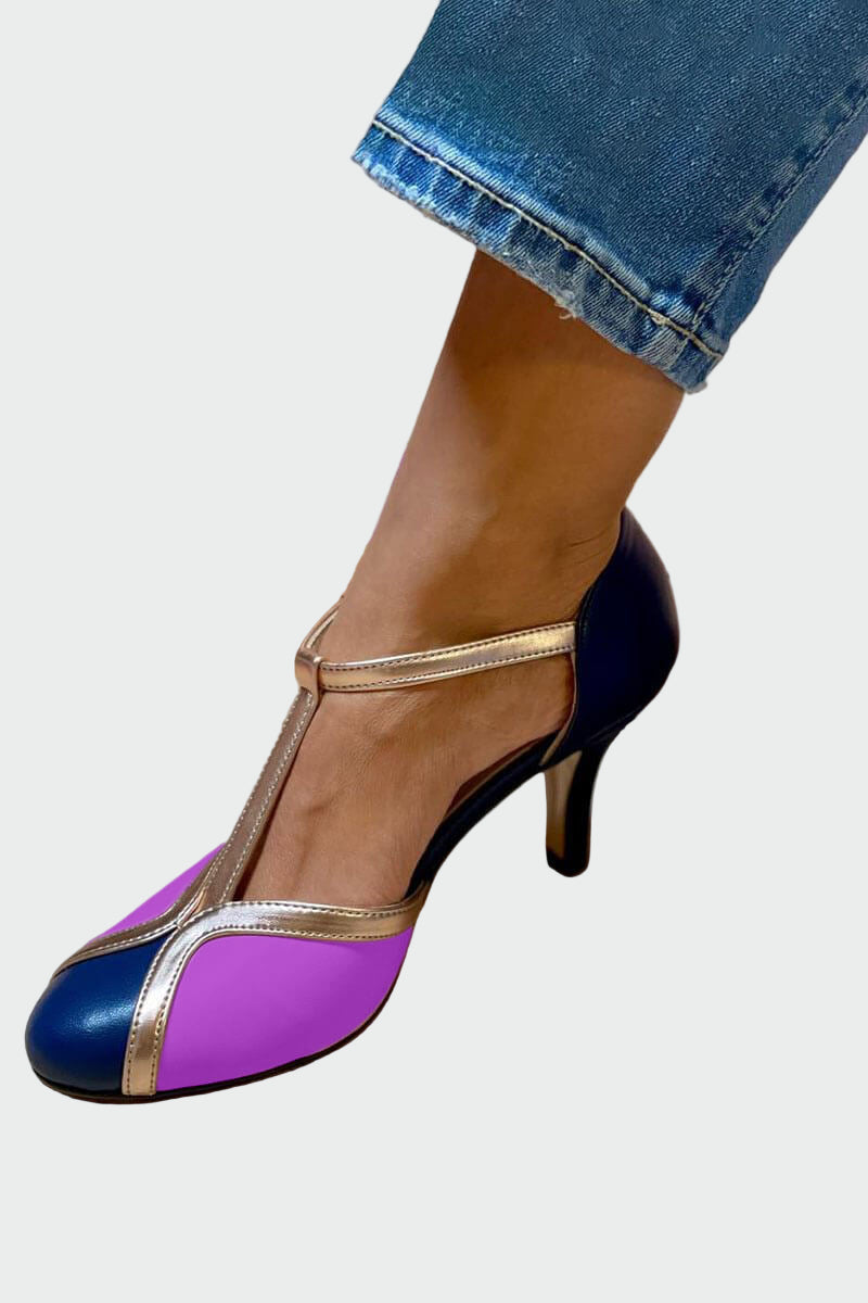 Sandalias Retro Elegantes Anna con Tacón Medio y T-Pass