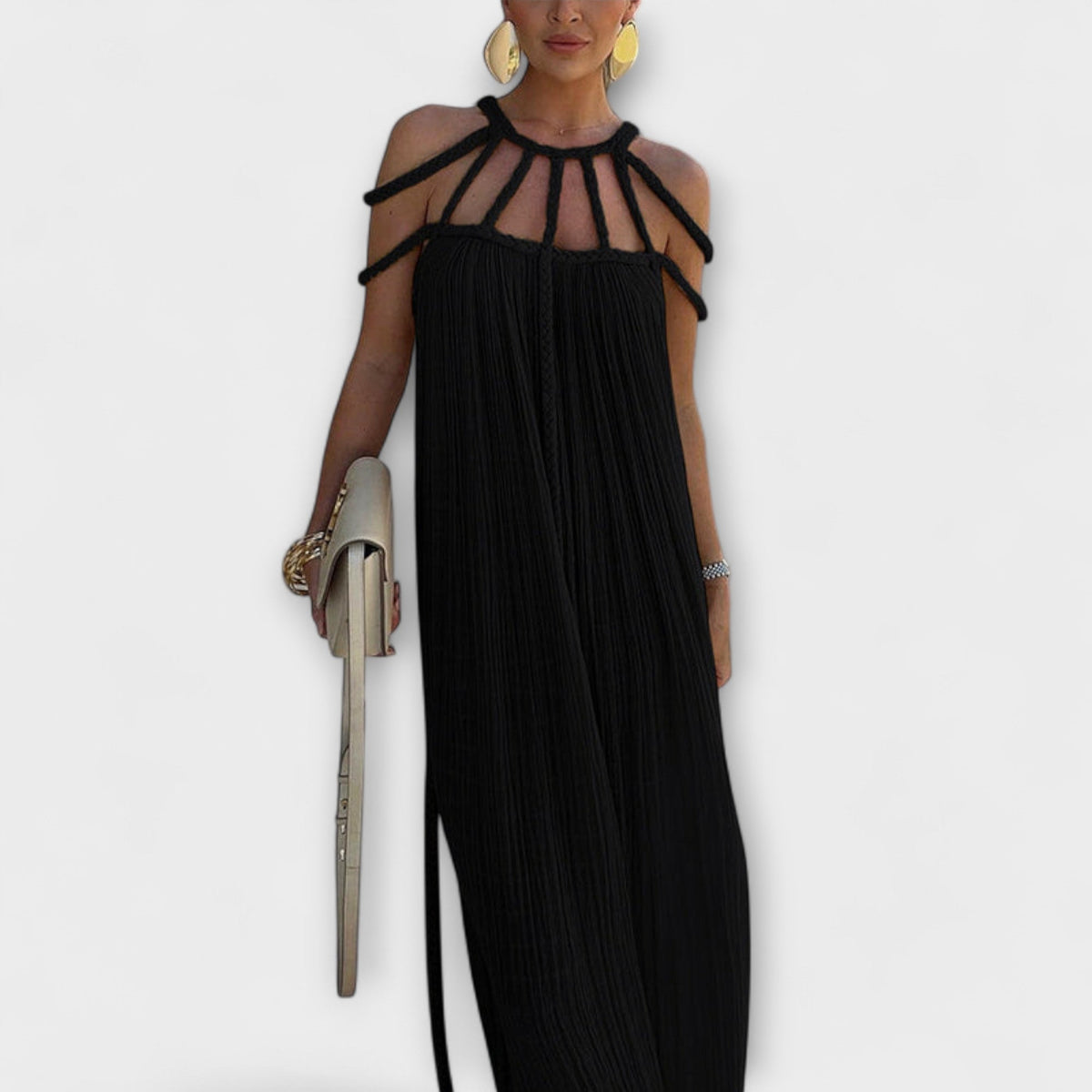 Briar - Vestido Maxi Chic en Mezcla de Lino con Tirantes Draped