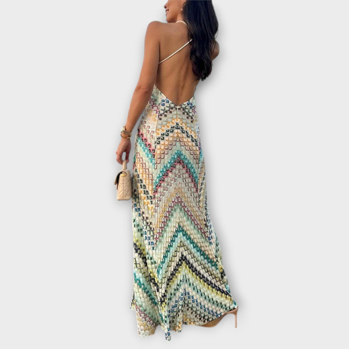 Remi - Maxi vestido con motivo a zigzag colorido de Missoni