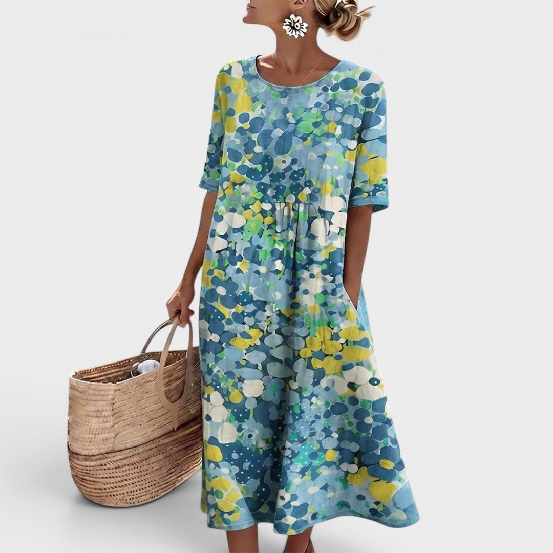 Hélène | Elegante vestido midi floral de verano
