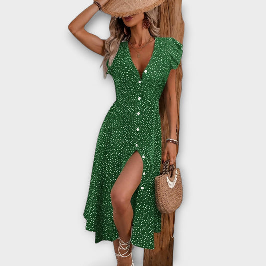 Vestido Midi Elegante de Lunares