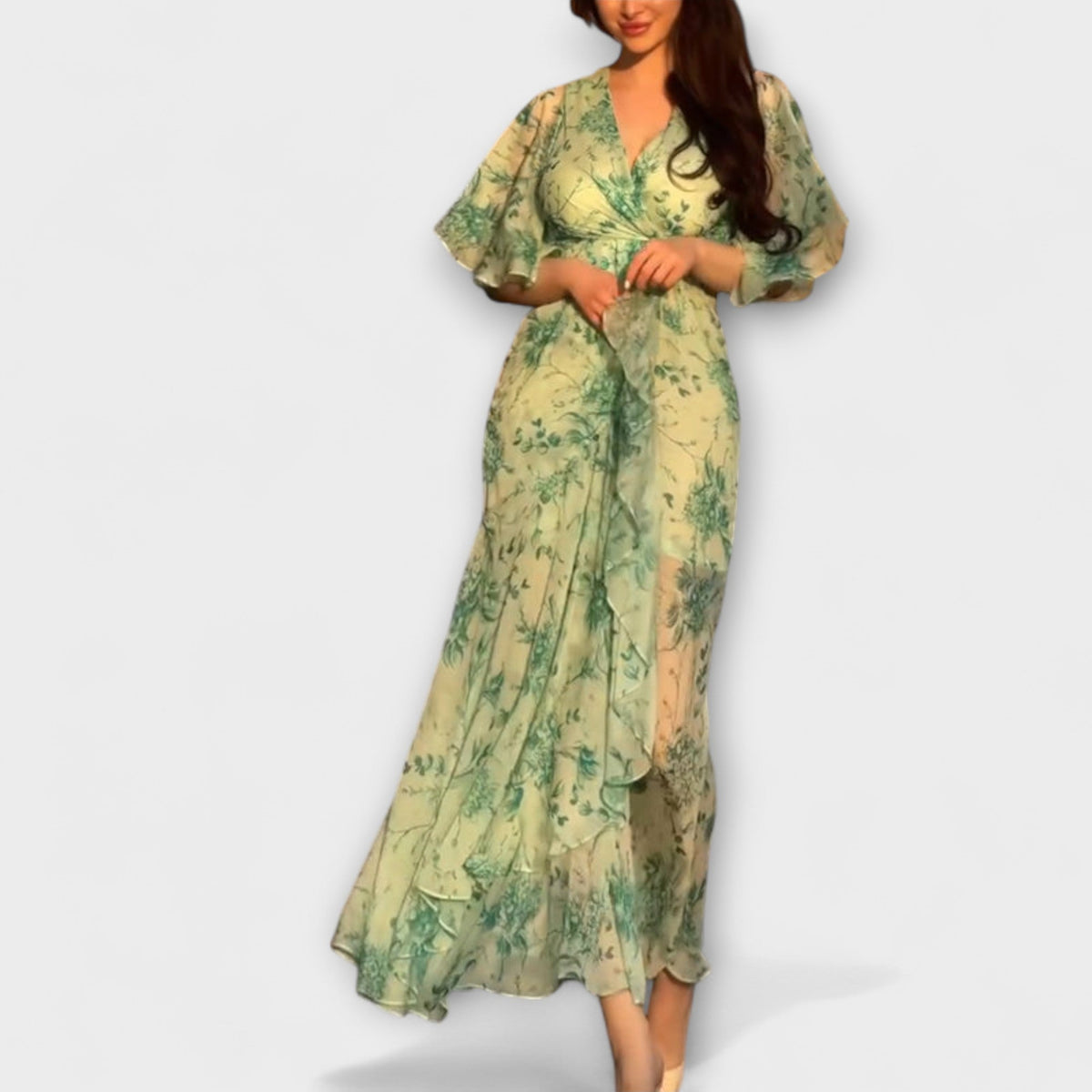 Lana - Vestidos florales elegantes con escote en V