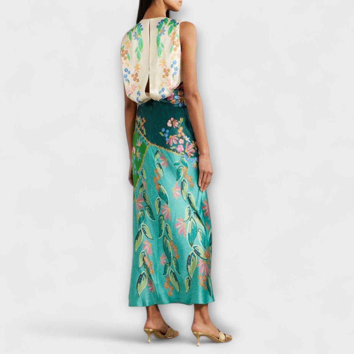 Aisling - Vestido Maxi Elegante con Volantes y Motivo Floral