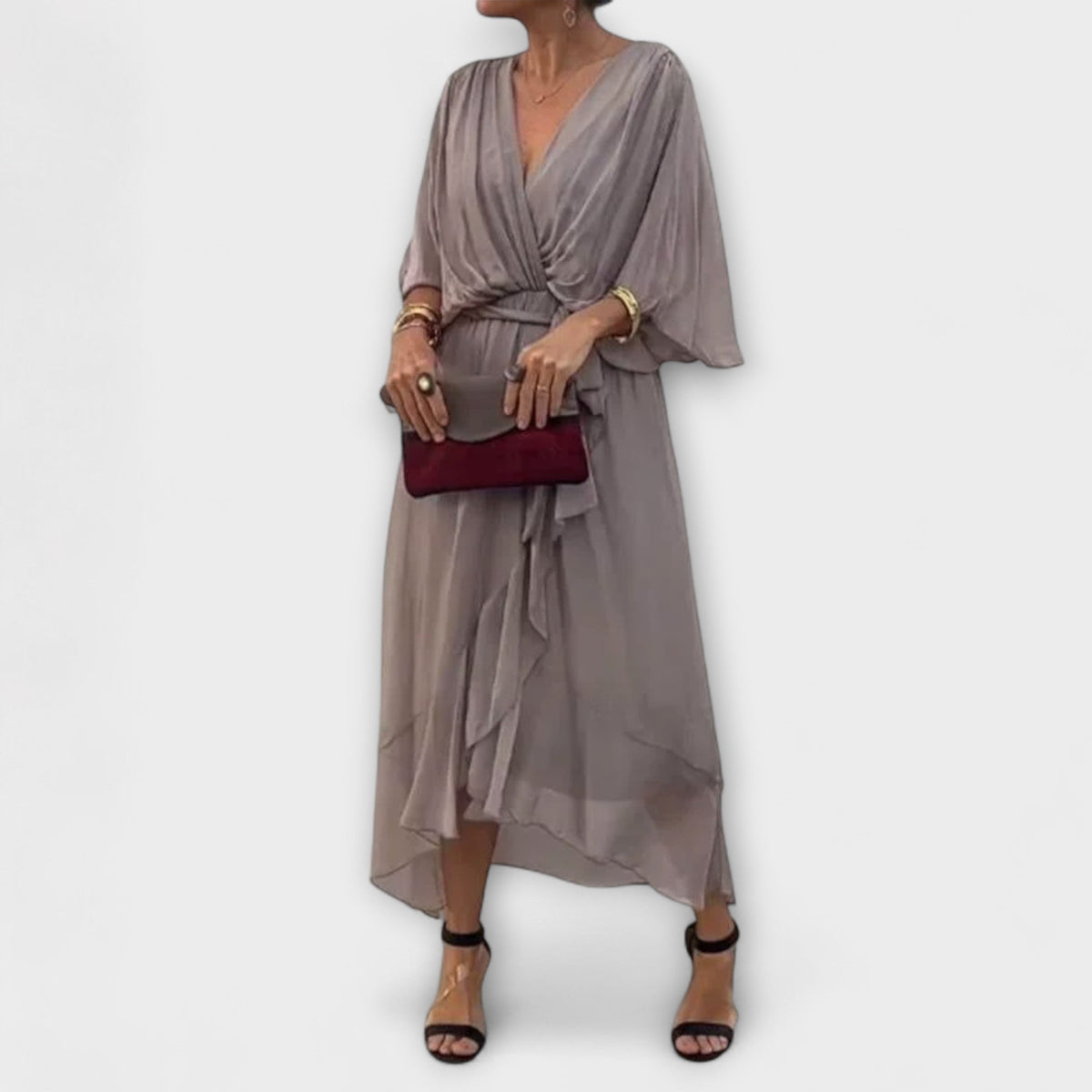 Amoura - Vestidos de chiffon con escote en V